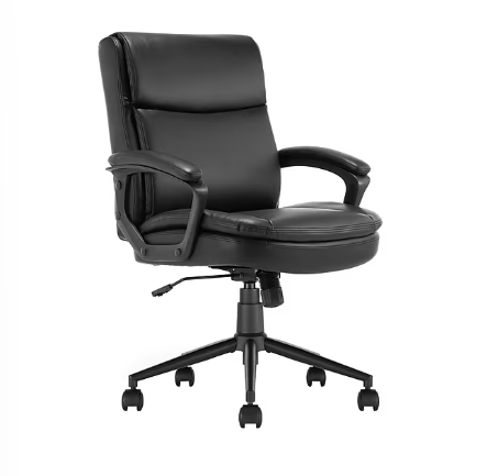Click365 Transform 2.0 Ergonomic Bonded Leather Swivel Desk Chair, Black - Image 2