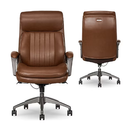 La-Z-Boy Nova Ergonomic Polyurethane Swivel Executive Chair, Cognac - Image 1