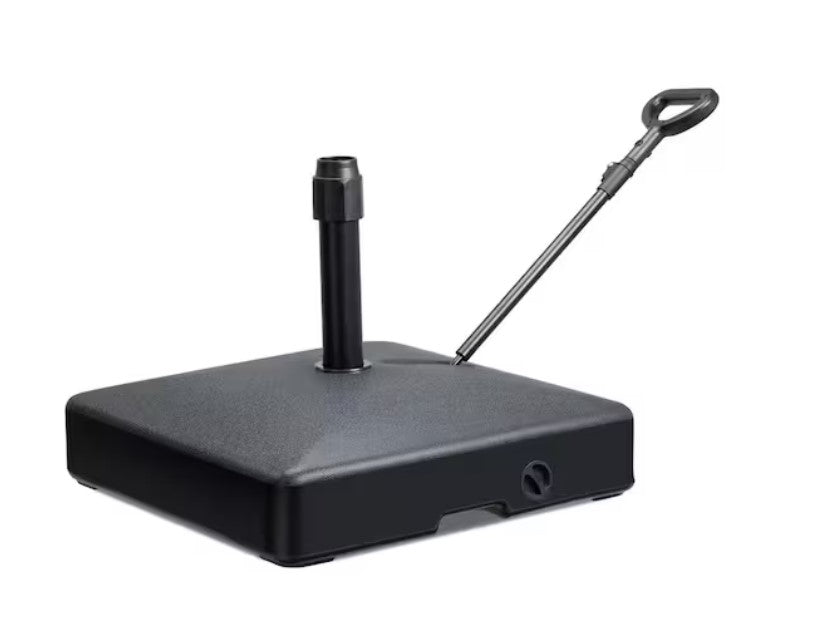 100 lbs. Plastic Patio Umbrella Base with Wheels and Rod in Black - Image 1