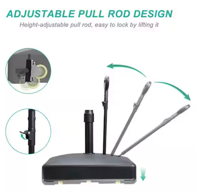 100 lbs. Plastic Patio Umbrella Base with Wheels and Rod in Black - Image 5