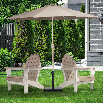 40 lbs. Concrete and Metal Patio Umbrella Base in Black with 2 Side Wheels - Image 3