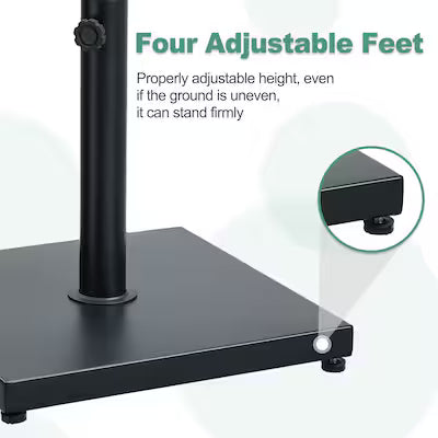 40 lbs. Concrete and Metal Patio Umbrella Base in Black with 2 Side Wheels - Image 7