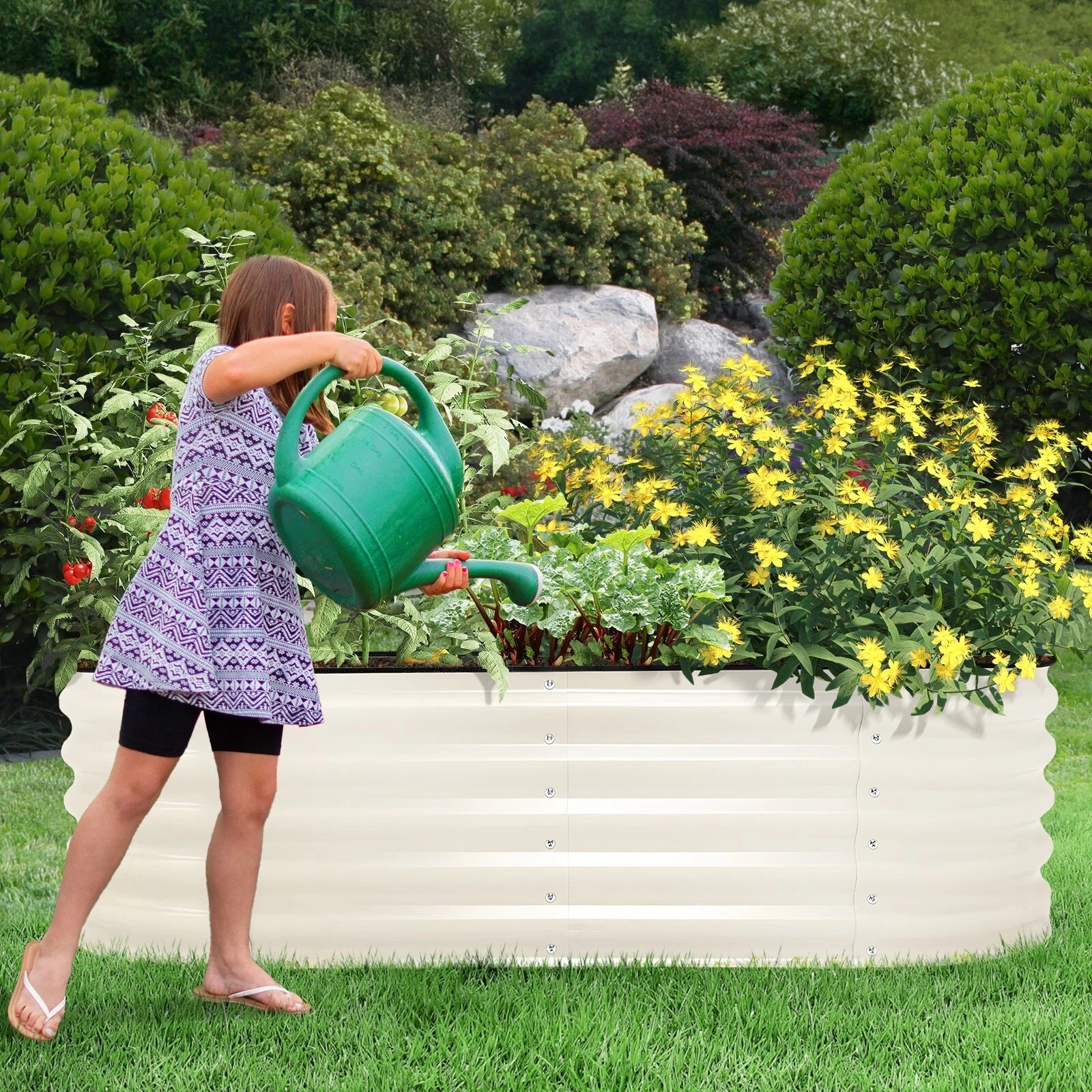 60'' x 15'' x 17''(H) Metal Raised Garden Bed Outdoor Garden Planter Box - Image 6