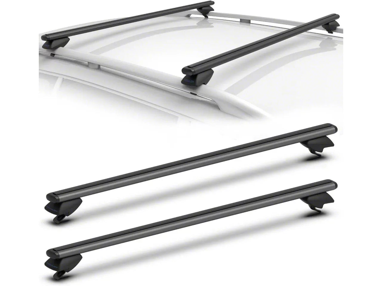 47-Inch Standard Universal Adjustable Roof Rack Cross Bars - Black - Image 1
