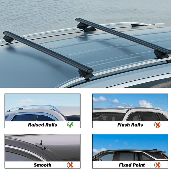 47-Inch Standard Universal Adjustable Roof Rack Cross Bars - Black - Image 3