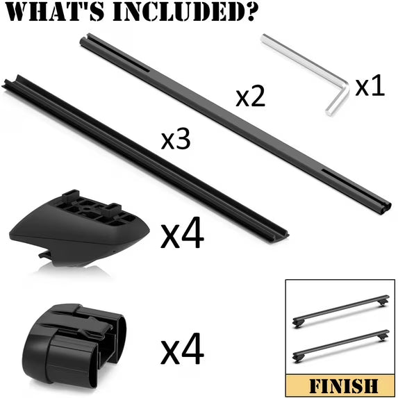 47-Inch Standard Universal Adjustable Roof Rack Cross Bars - Black - Image 4
