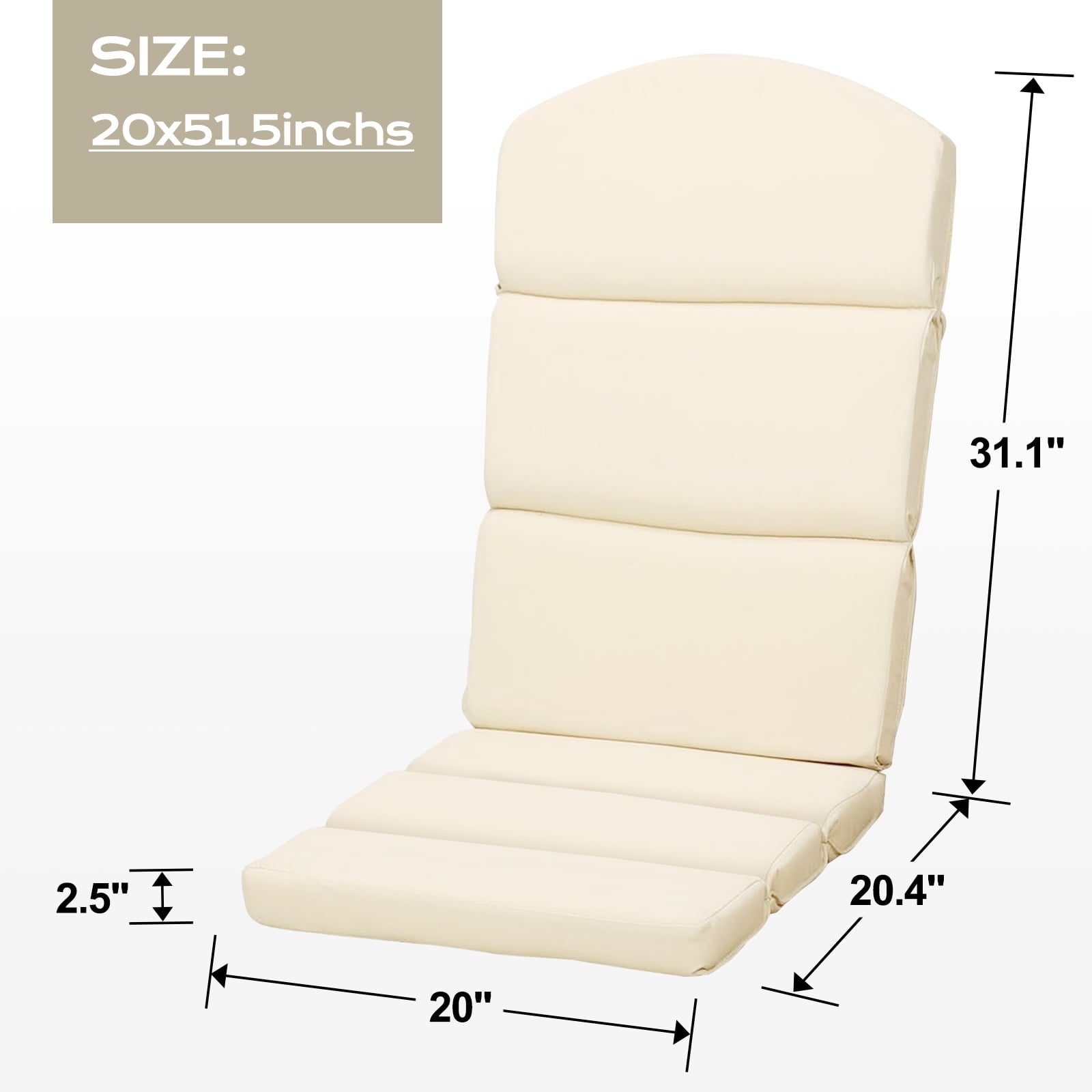 2 SET/ High-Back Adirondack Chair Cushion - Cream Yellow - Image 2