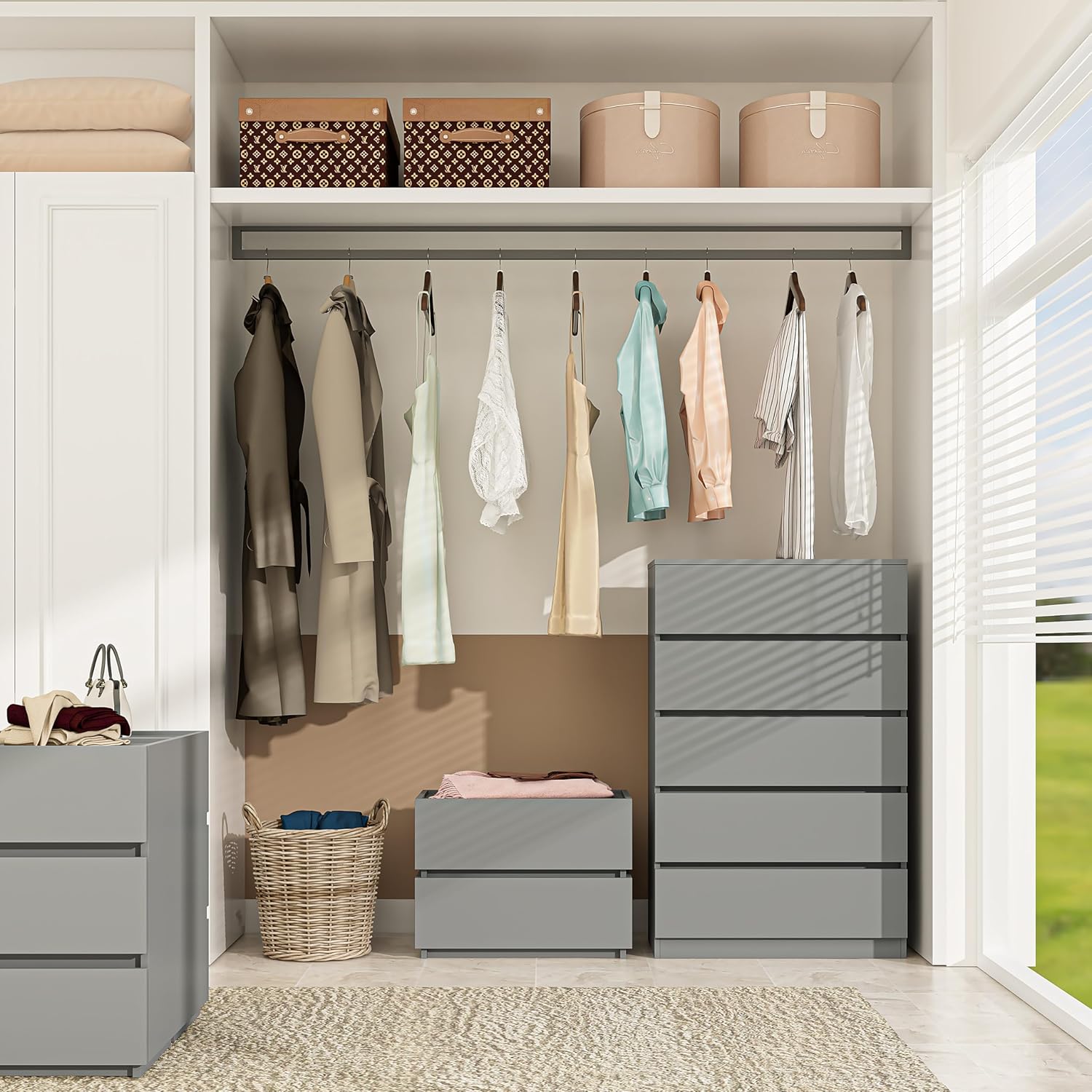x 5 Drawer Dresser - Grey - SET OF 1 - Image 2