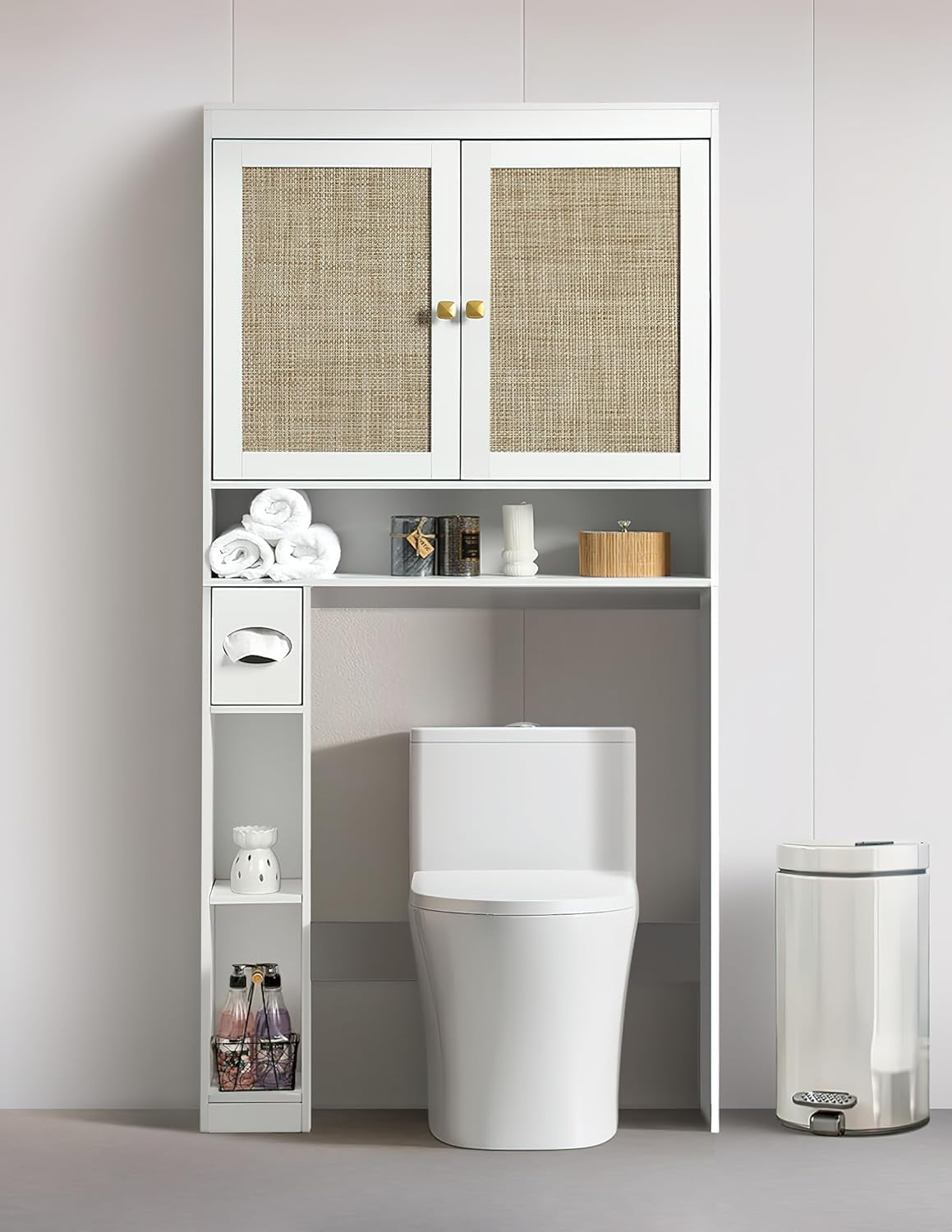 Over The Toilet Storage Cabinet - Vintage White, Double Doors - Image 1