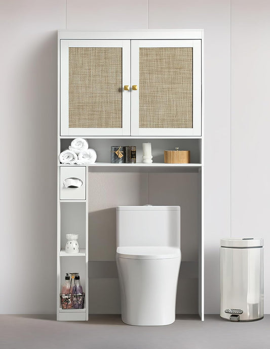 Over The Toilet Storage Cabinet - Vintage White, Double Doors - Image 1