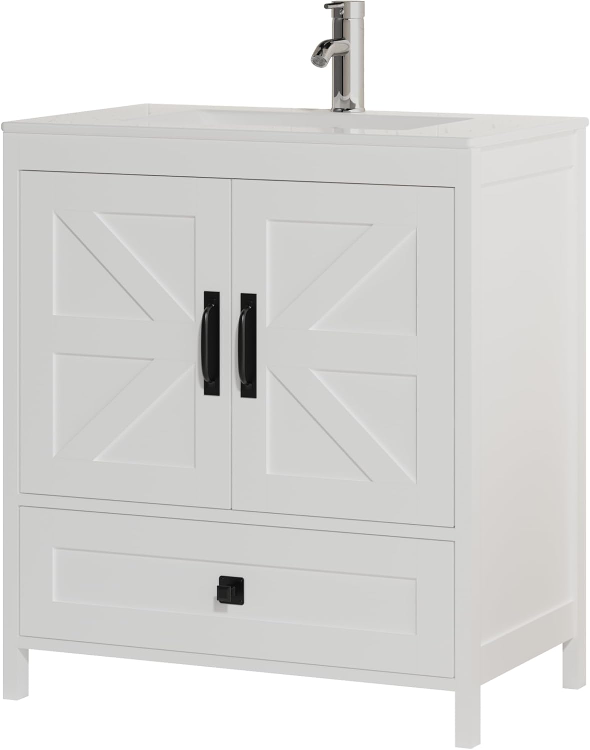 Bathroom Vanity with Ceramic Sink (30 Inch, Cabinet ONLY, White) - Image 3