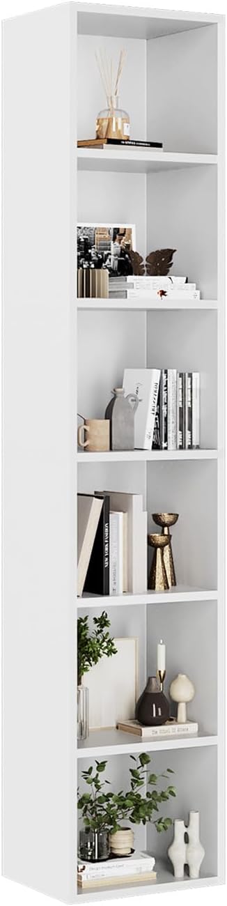71.5" Tall Narrow Bookshelf, 6-Tier Cube Display Rack - Image 1