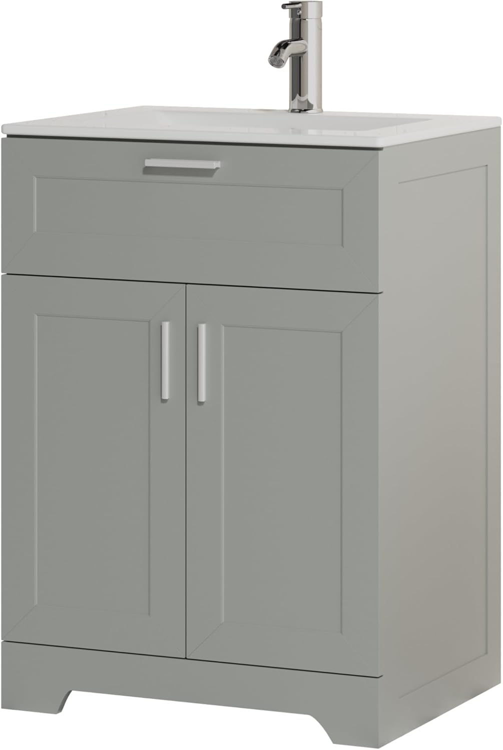 Bathroom Vanity with Ceramic Sink (24 Inch, Cabinet ONLY, Grey) - Image 3