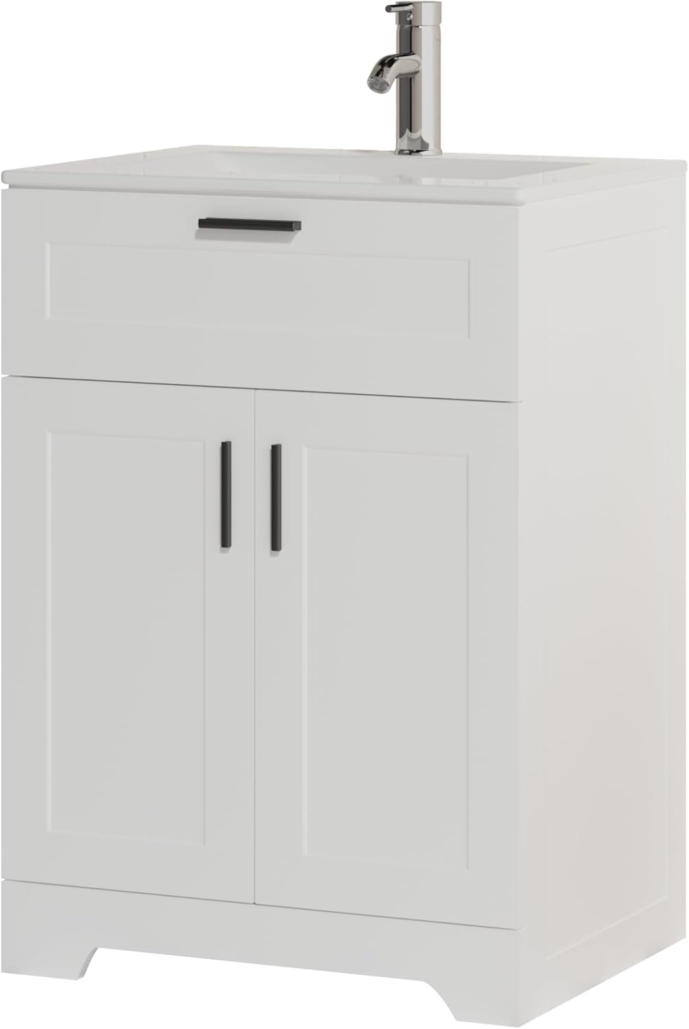Bathroom Vanity with Ceramic Sink (24 Inch, Cabinet ONLY, White) - Image 3