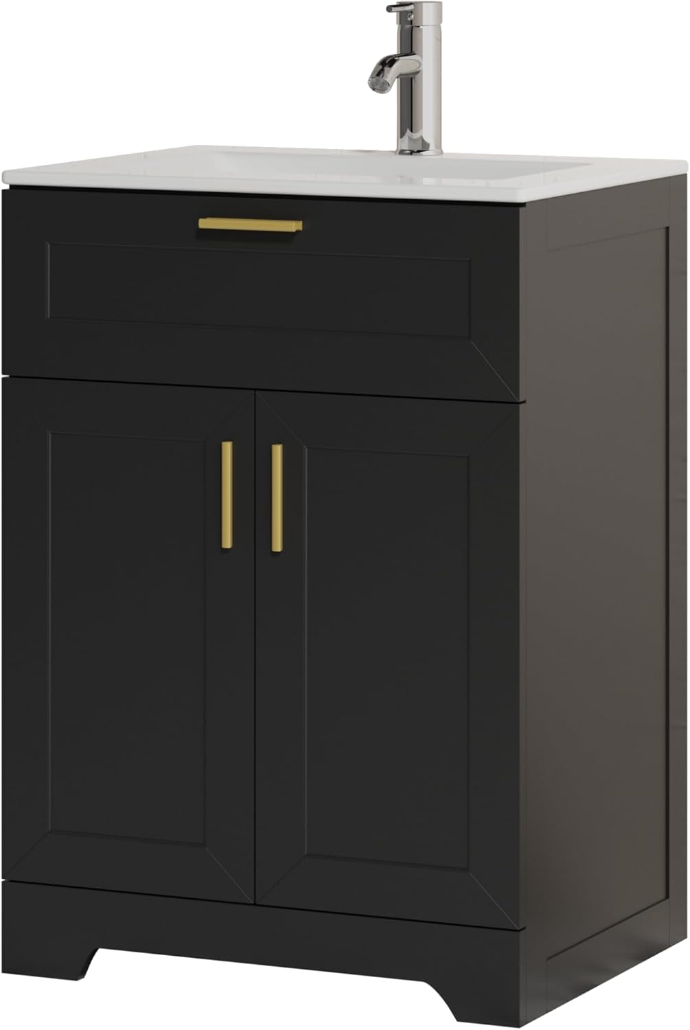 Bathroom Vanity with Ceramic Sink (24 Inch, Cabinet ONLY, Black) - Image 3
