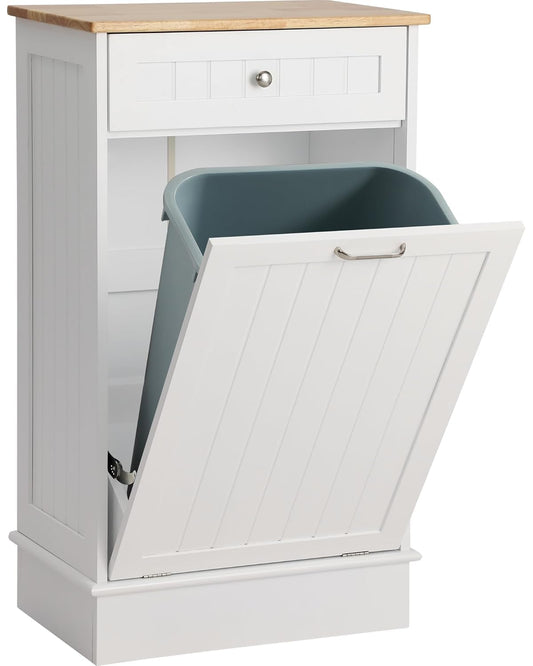Tilt Out Single Trash Cabinet - WHITE - Image 1