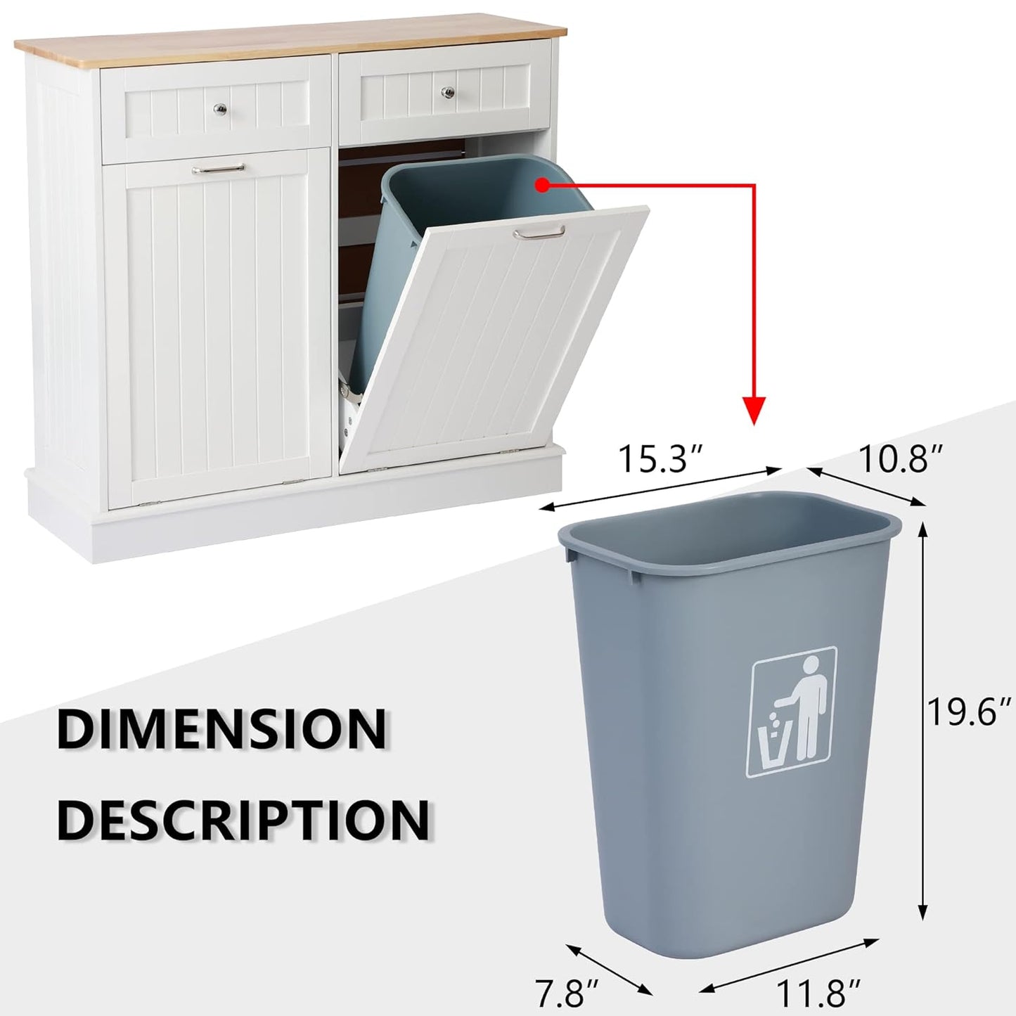 Tilt Out Double Trash Cabinet - WHITE - Image 8