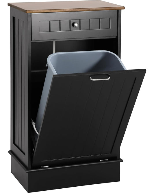 Tilt Out Single Trash Cabinet - BLACK - Image 1