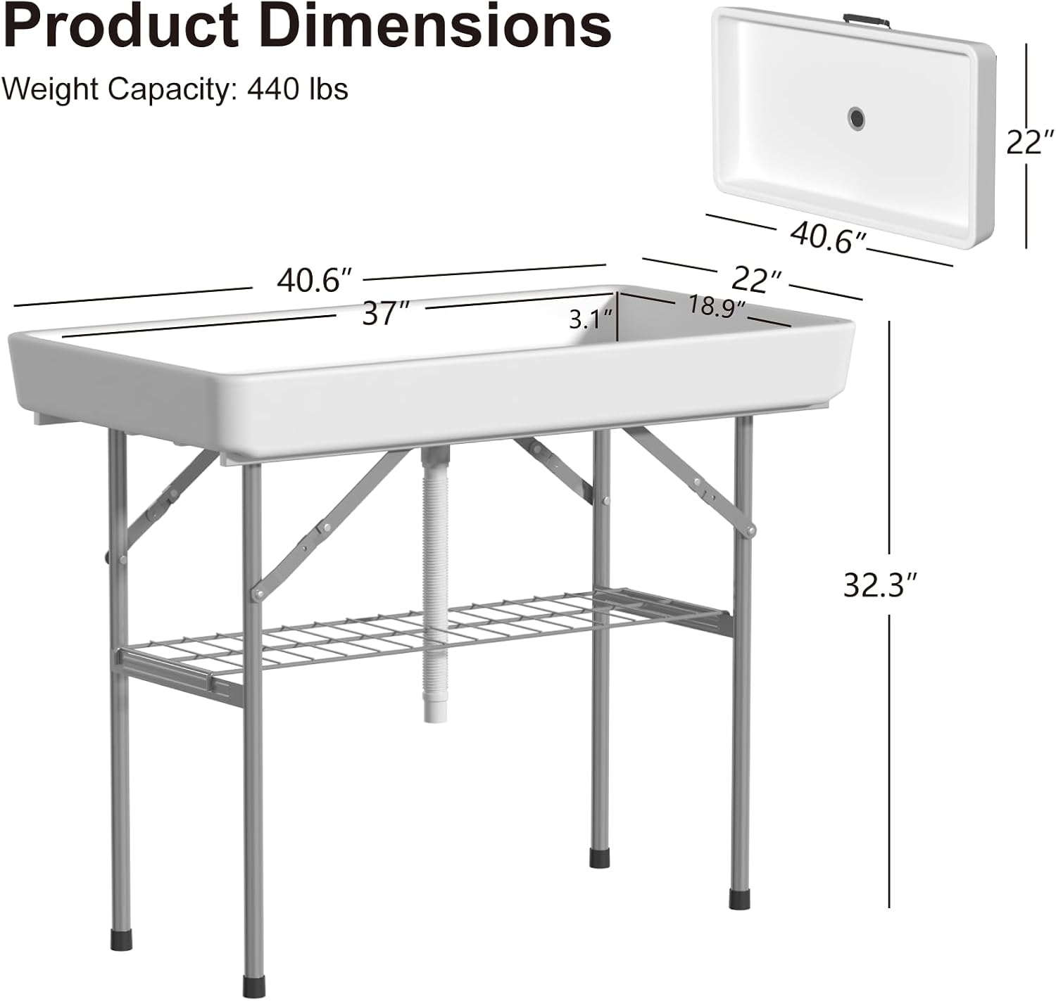 4 Foot Ice Cooler Table, Outdoor Cooler Table with Removable Matching Skirt and Shelf - Image 2
