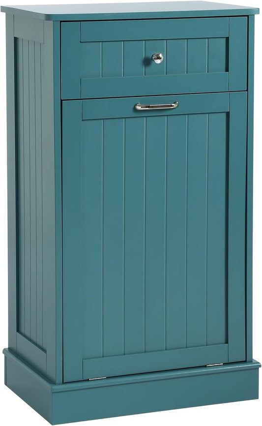Tilt Out Single Trash Cabinet - TEAL BLUE - Image 1