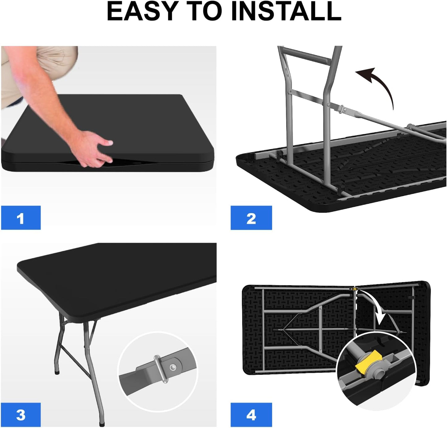 Foldable Table 6ft - Black - Image 6