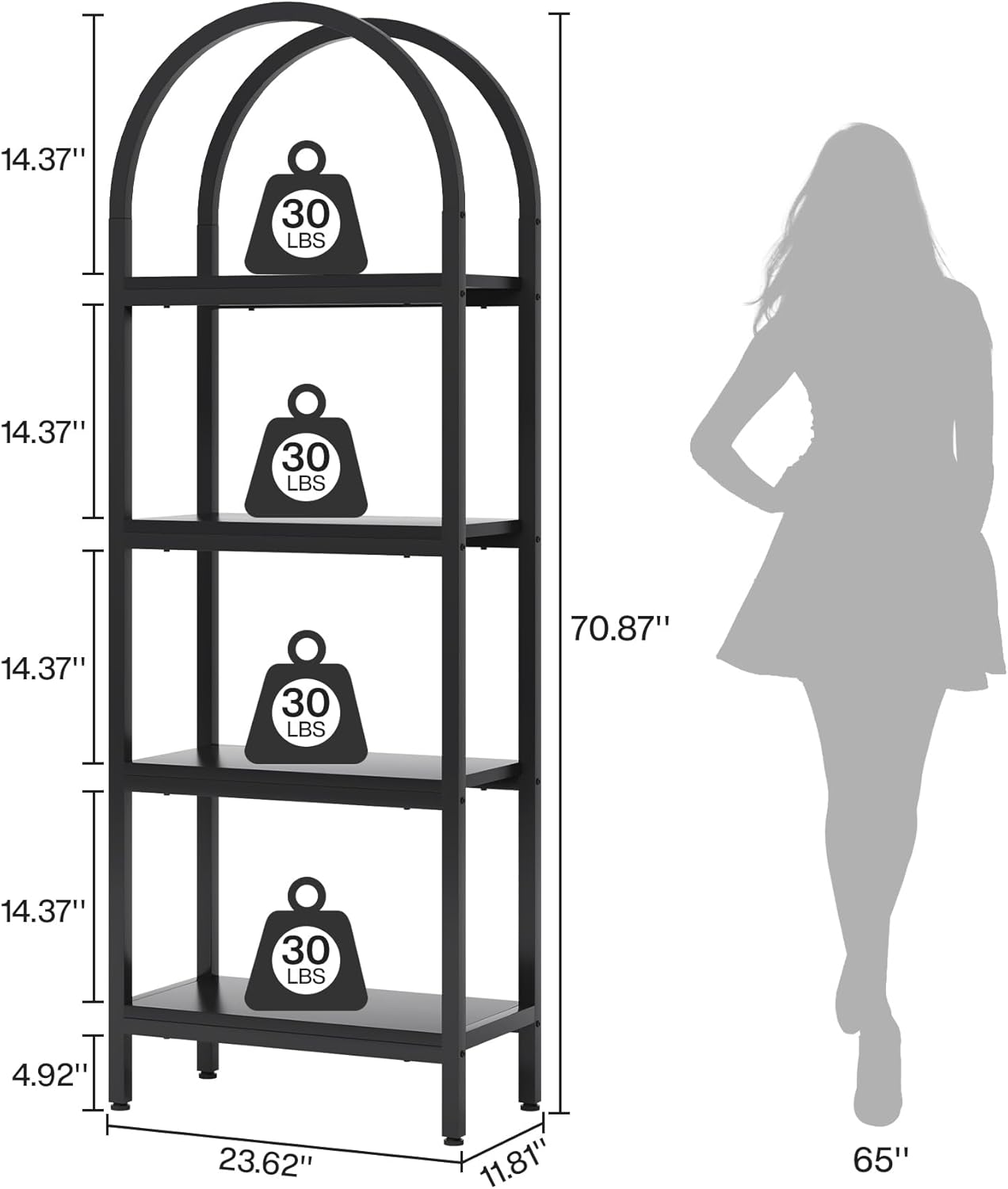 4-Tier Storage Shelves with Metal Frame - Image 2