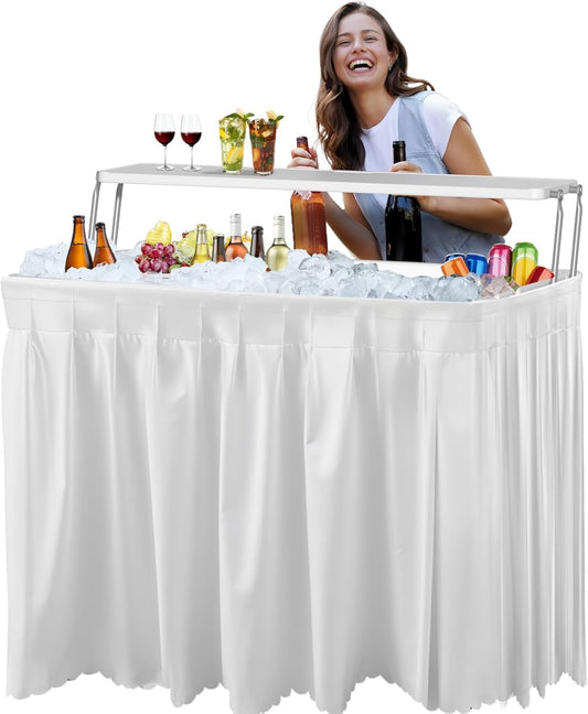 Ice Cooler Table with Drain, Two-Tier Plastic Folding Tables - Image 1