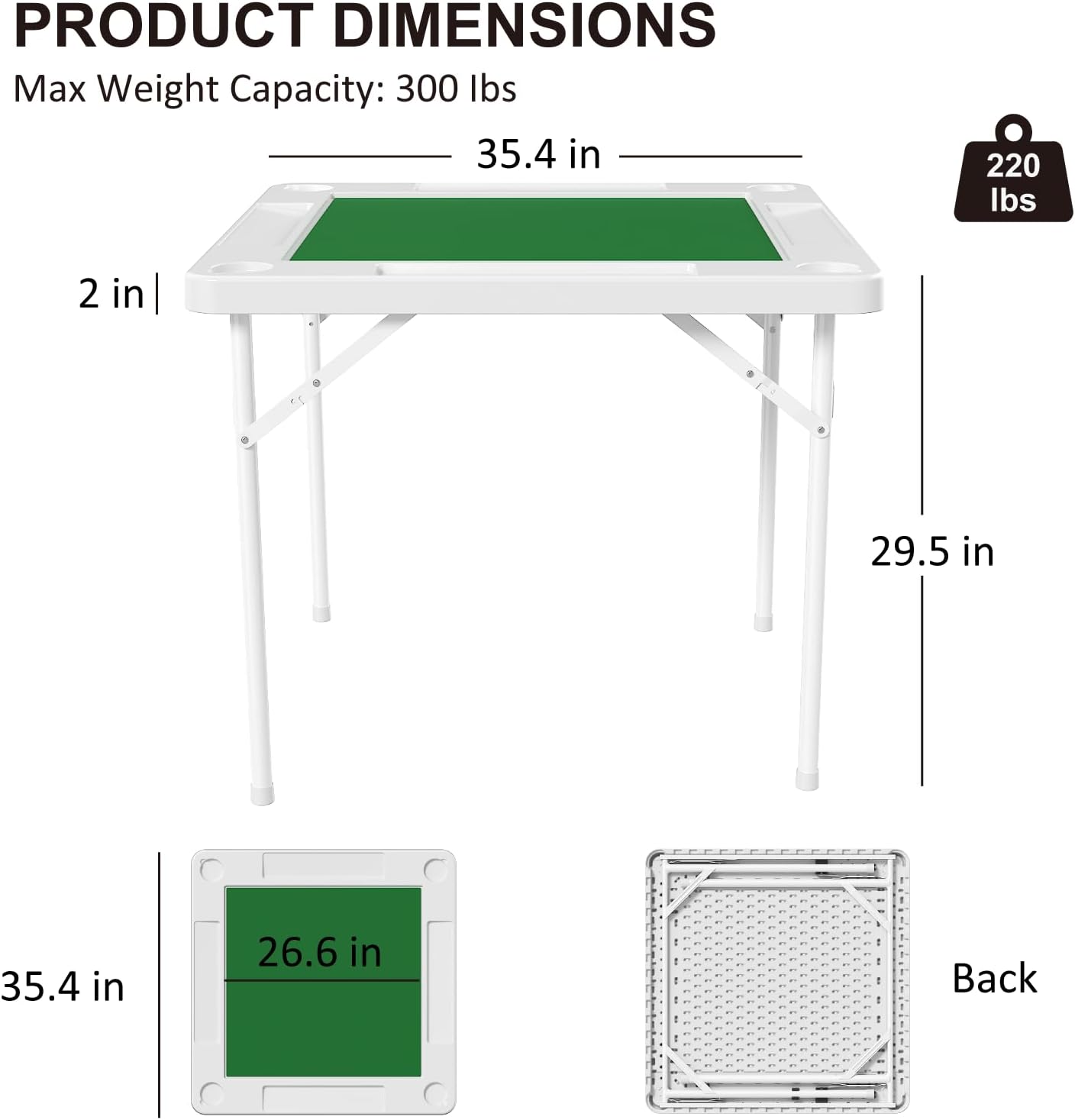 35.4" Square Folding Card Table - Image 2