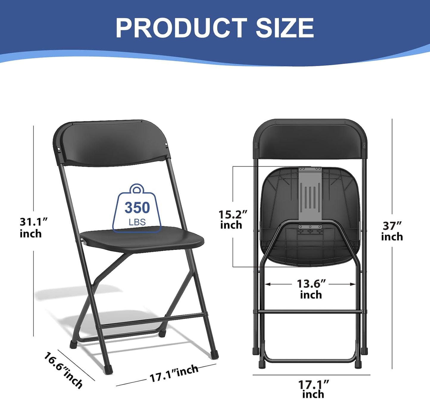 Black Plastic Folding Chair - 10 Pack - Image 3