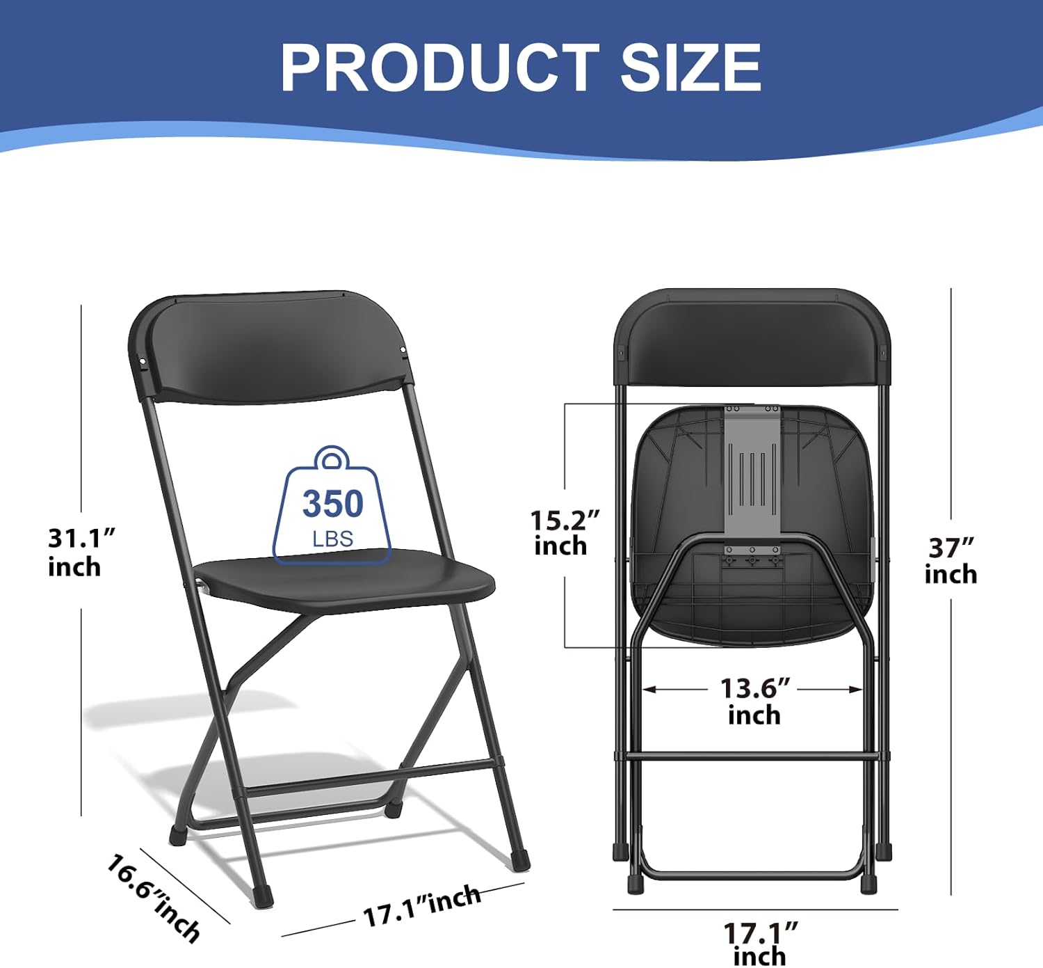 Black Plastic Folding Chair - 10 Pack - Image 3