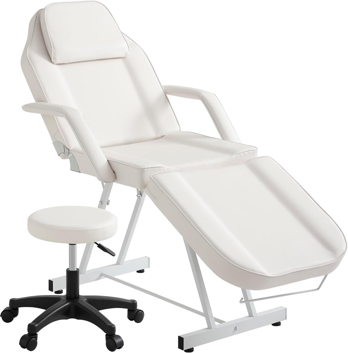 Tattoo Chair with Stool - WHITE - Image 1