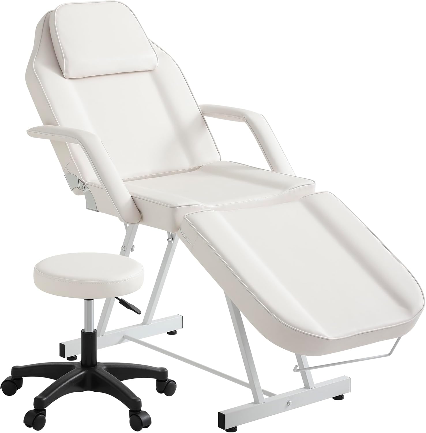 Tattoo Chair with Stool - WHITE - Image 1