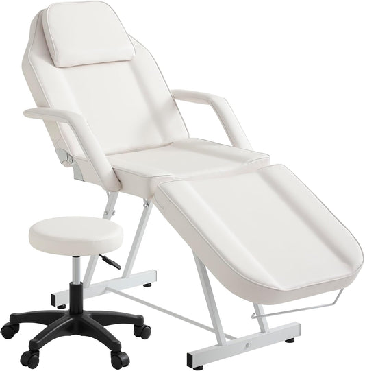 Tattoo Chair with Stool - WHITE - Image 1