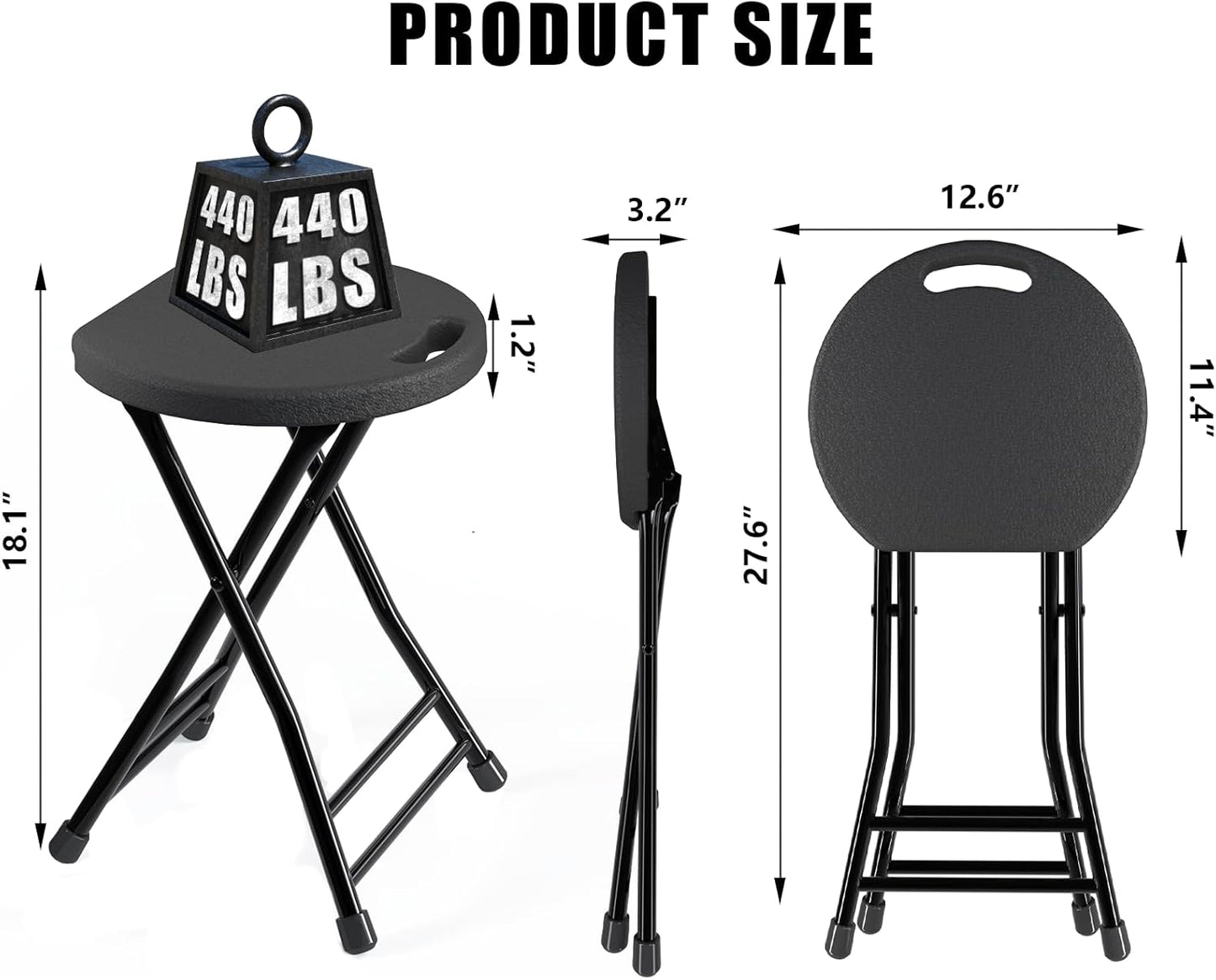 Folding Stool, 18 Inch, Pack of 2 - Image 3