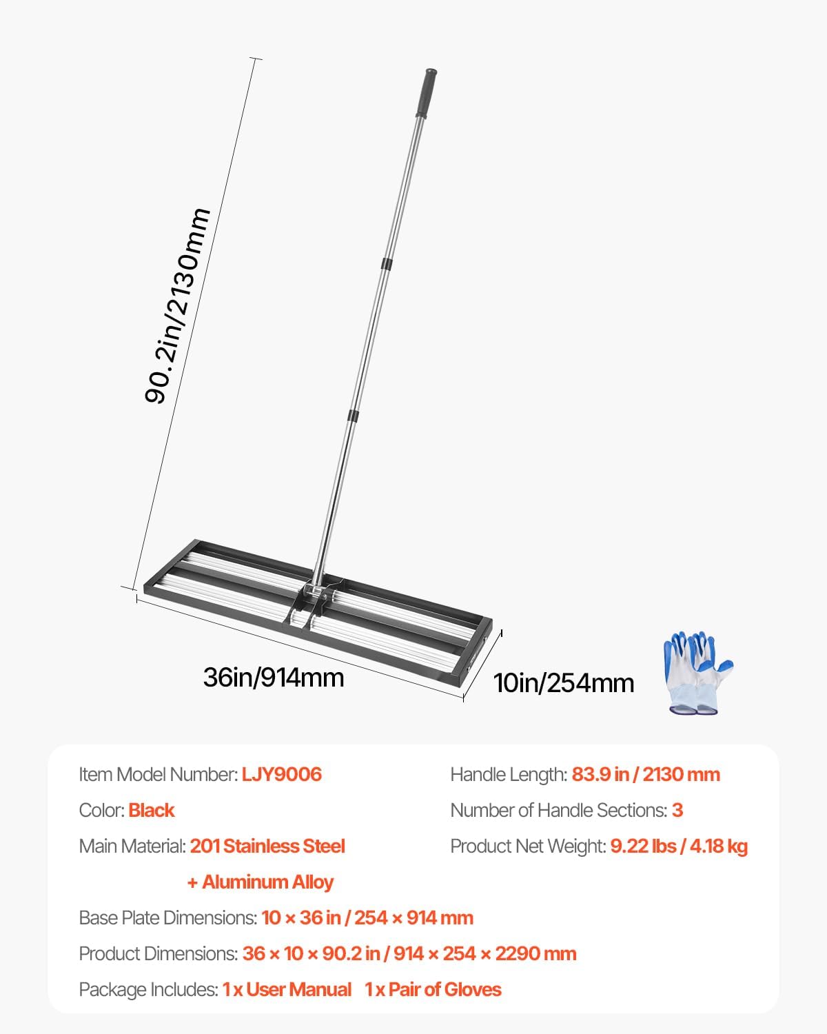 Updated Lawn Leveling Rake with Roller, 36'' x 10'' Stainless Steel Lawn Leveler - Image 5