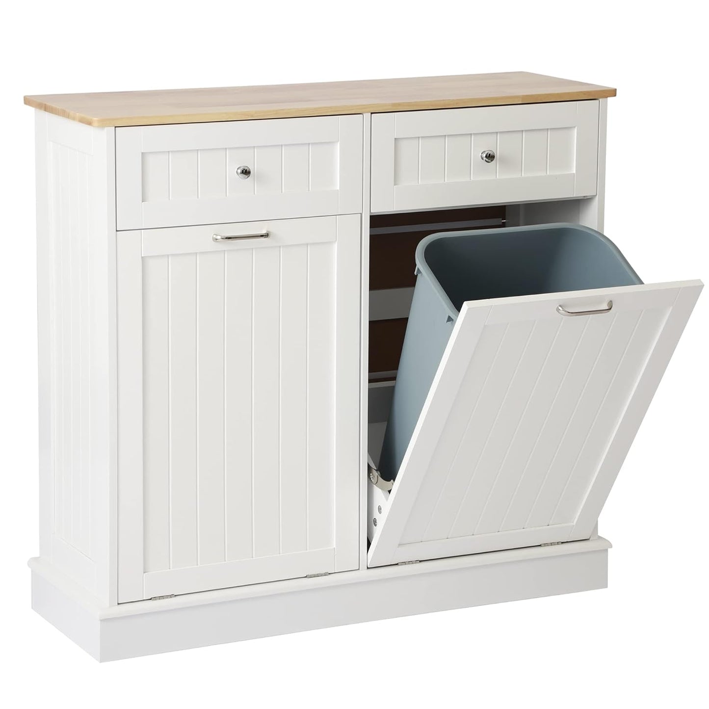 Tilt Out Double Trash Cabinet - WHITE - Image 9