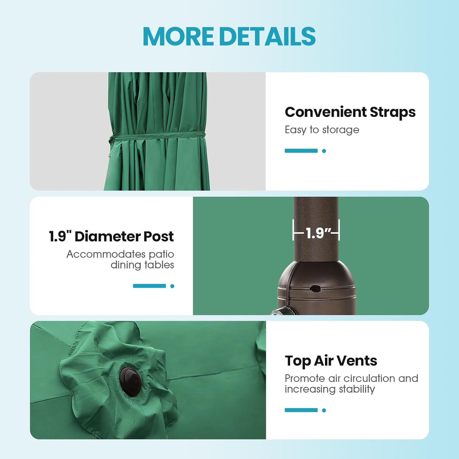 Double-Sided Patio Umbrella - Green - Image 6