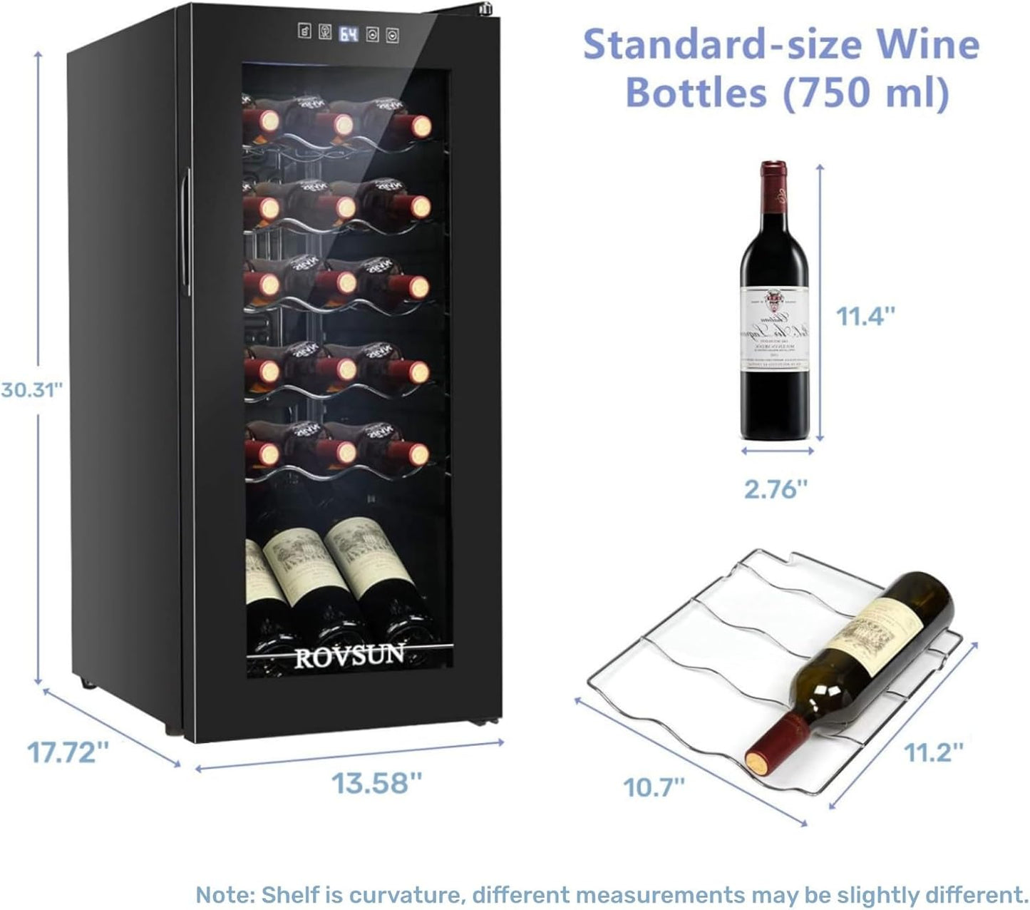 18 Bottle Wine Fridge, Freestanding Compressor Wine Cooler Refrigerator - Image 6