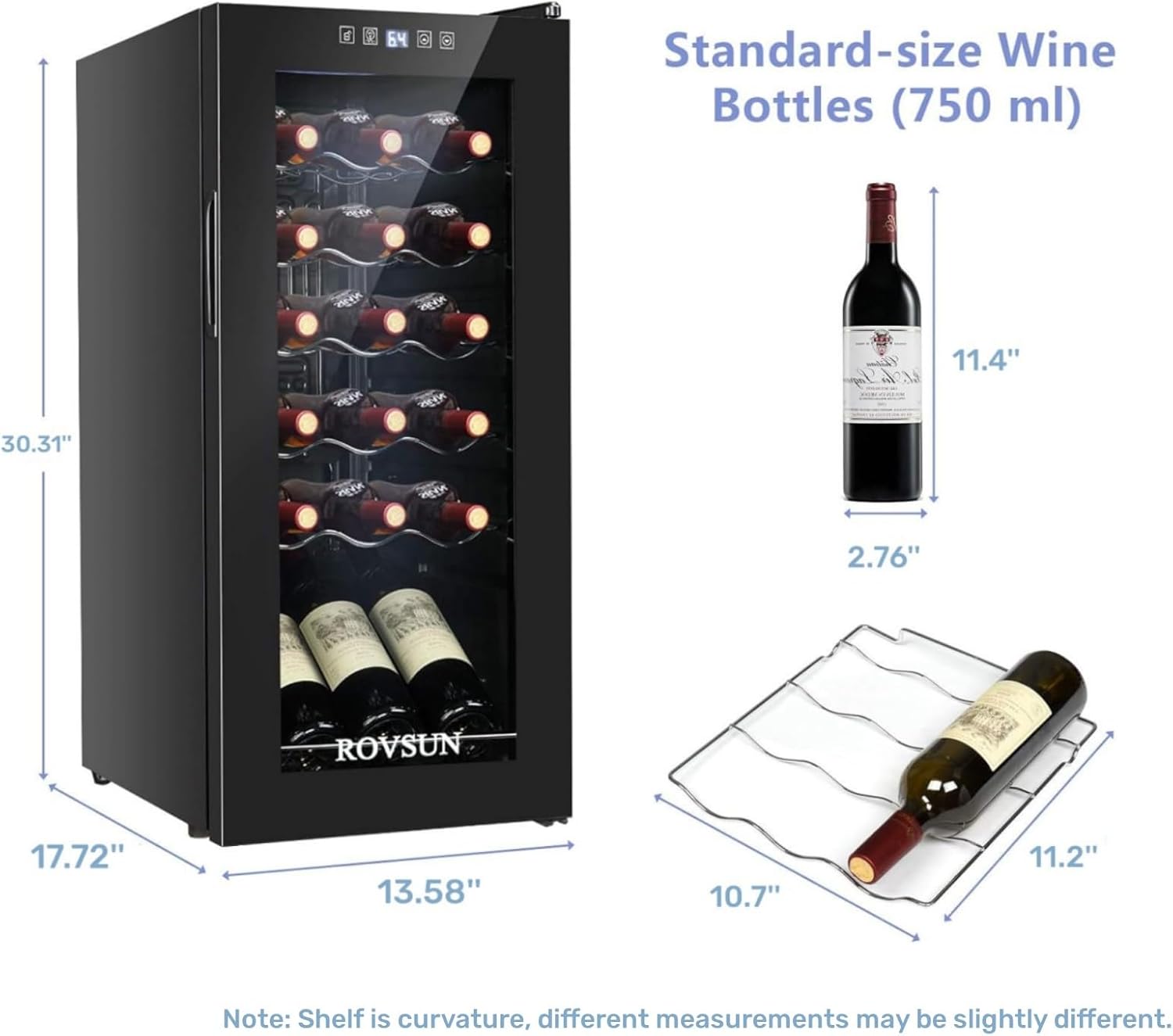 18 Bottle Wine Fridge, Freestanding Compressor Wine Cooler Refrigerator - Image 6