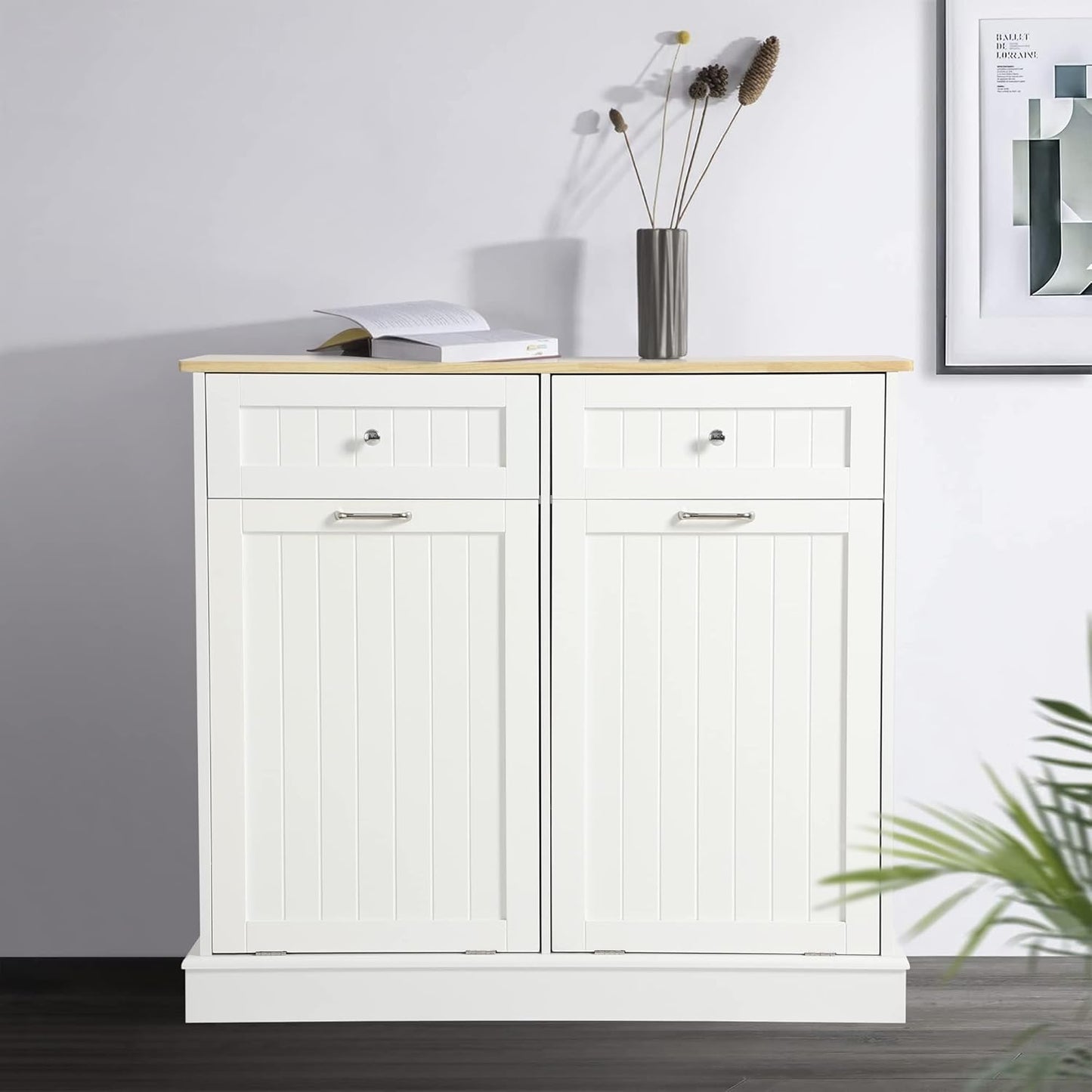 Tilt Out Double Trash Cabinet - WHITE - Image 4