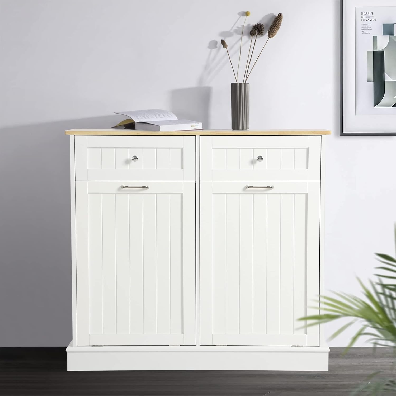 Tilt Out Double Trash Cabinet - WHITE - Image 4