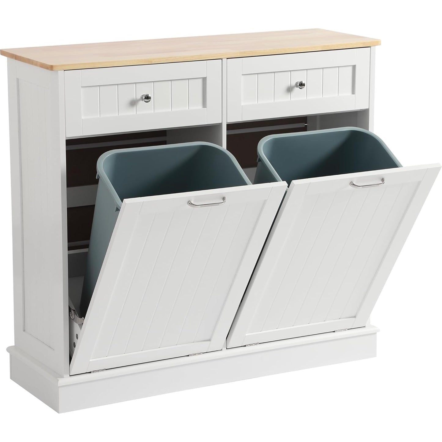 Tilt Out Double Trash Cabinet - WHITE - Image 1