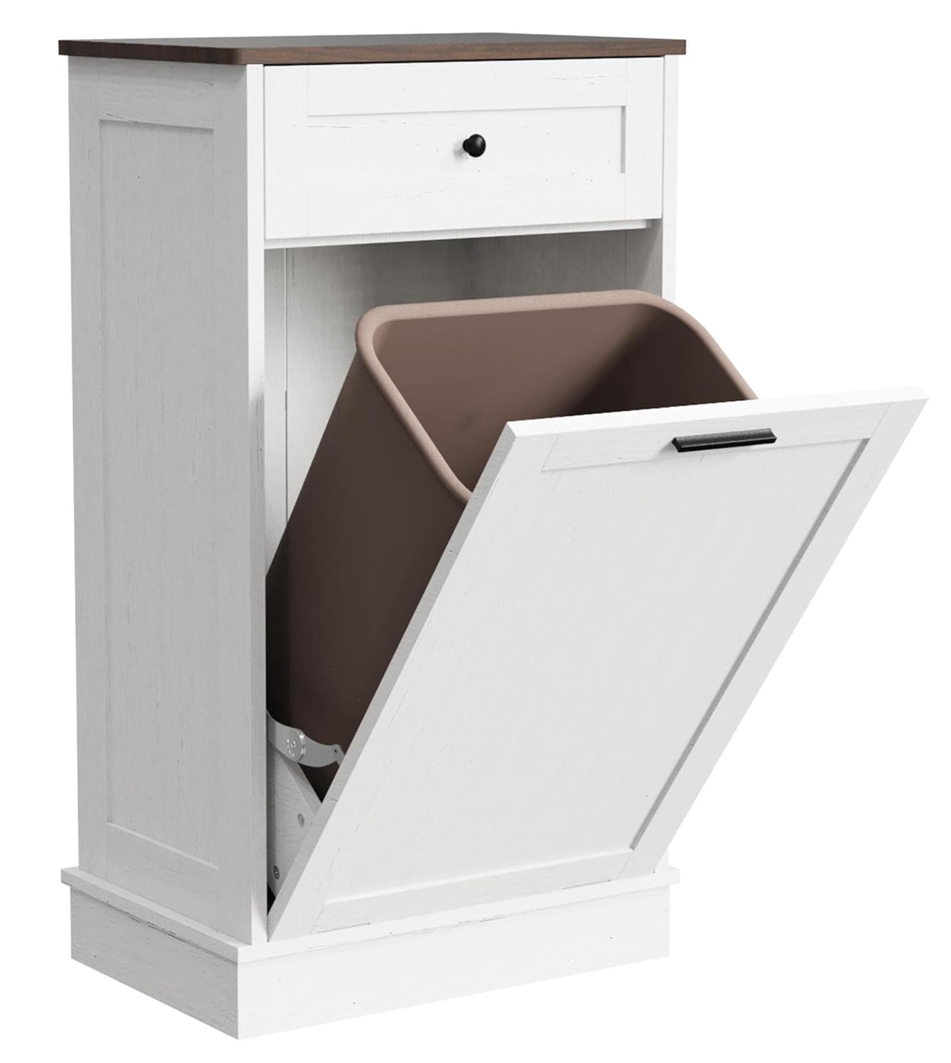 Tilt Out Trash Cabinet, Dog Proof Trash Can Holder Without Trashbin (White) - Image 8