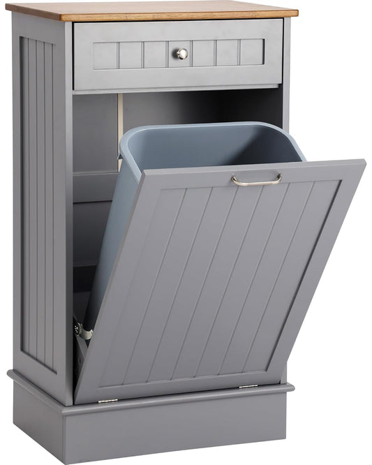 Tilt Out Single Trash Cabinet - GRAY - Image 1