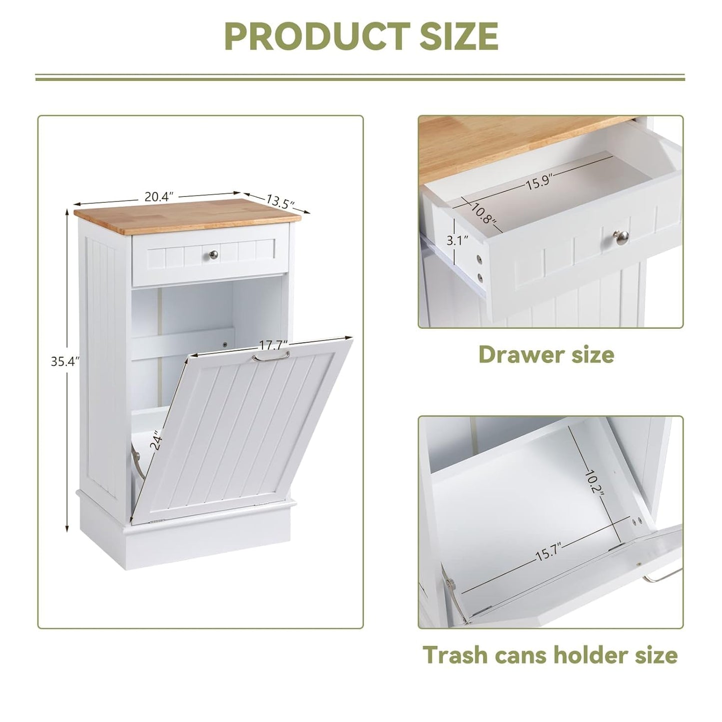 Tilt Out Single Trash Cabinet - WHITE - Image 3