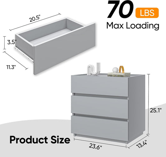 3 Drawer Dresser - Grey - SET OF 1 - Image 1