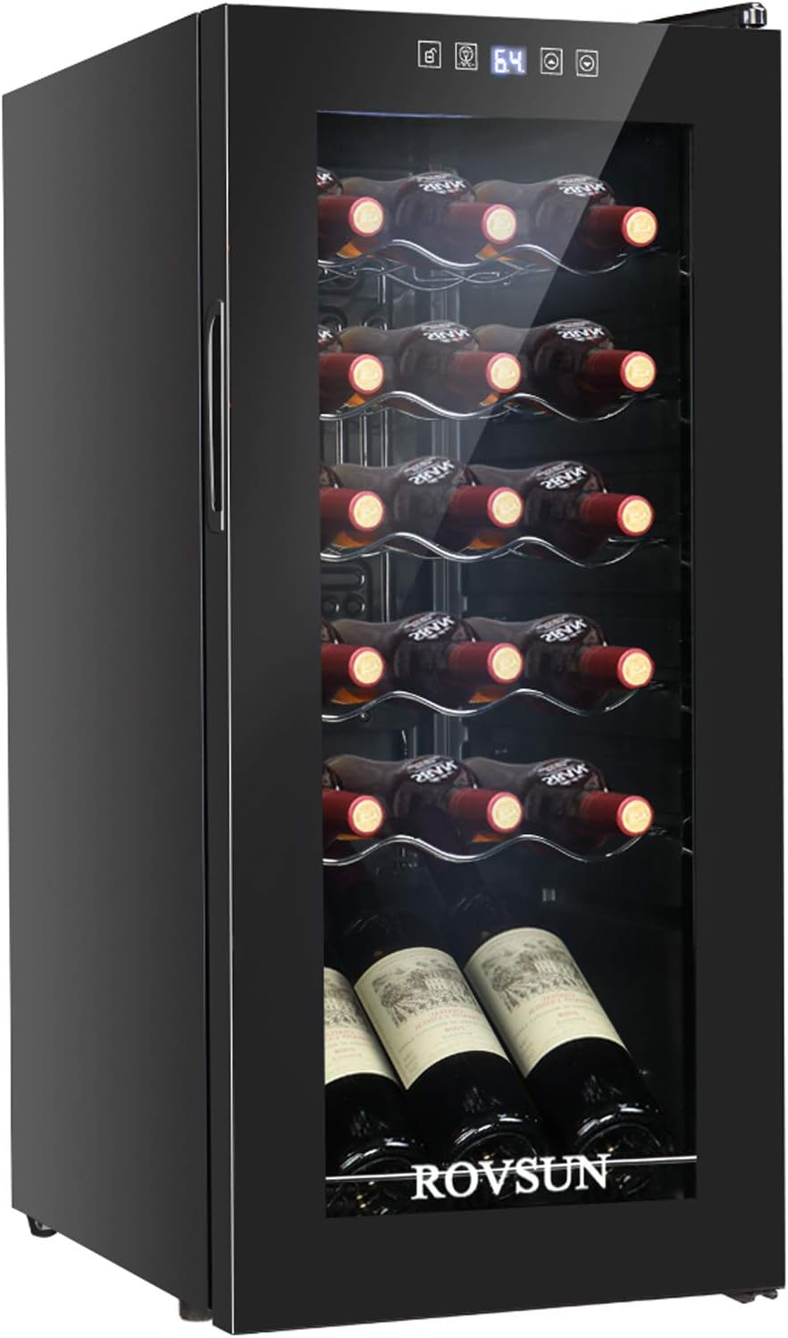 18 Bottle Wine Fridge, Freestanding Compressor Wine Cooler Refrigerator - Image 1