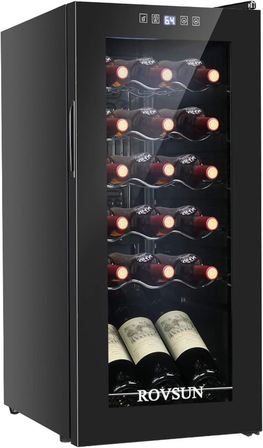 18 Bottle Wine Fridge, Freestanding Compressor Wine Cooler Refrigerator - Image 1