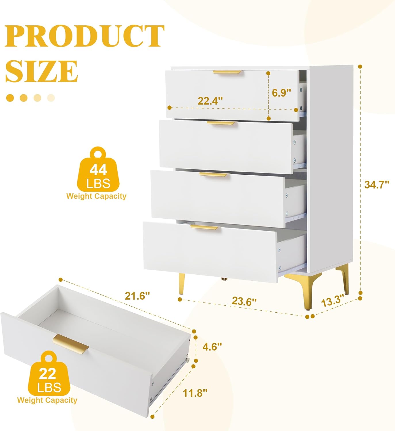 4 Drawer Dressers for Bedroom 1 PIECE - Image 2