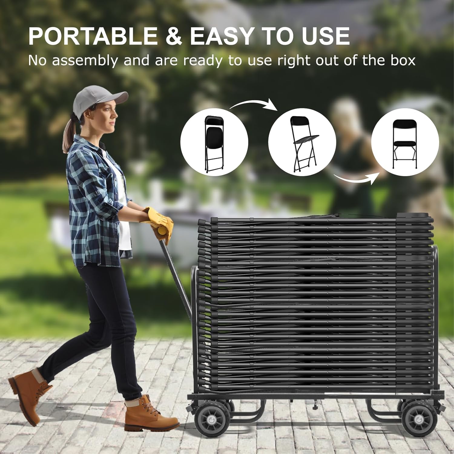 Black Plastic Folding Chair - 10 Pack - Image 6